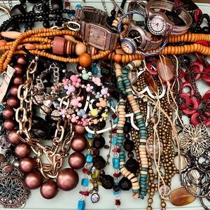 Jewelry Bundle - 35 Wearable Pieces - Necklaces Earrings Bracelets Watches